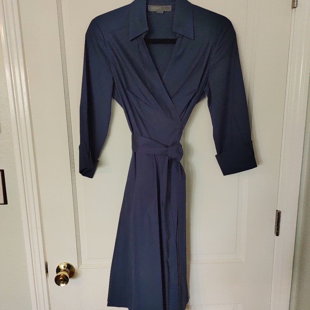 Donna Ricco New York wrap shirt dress Navy Blue